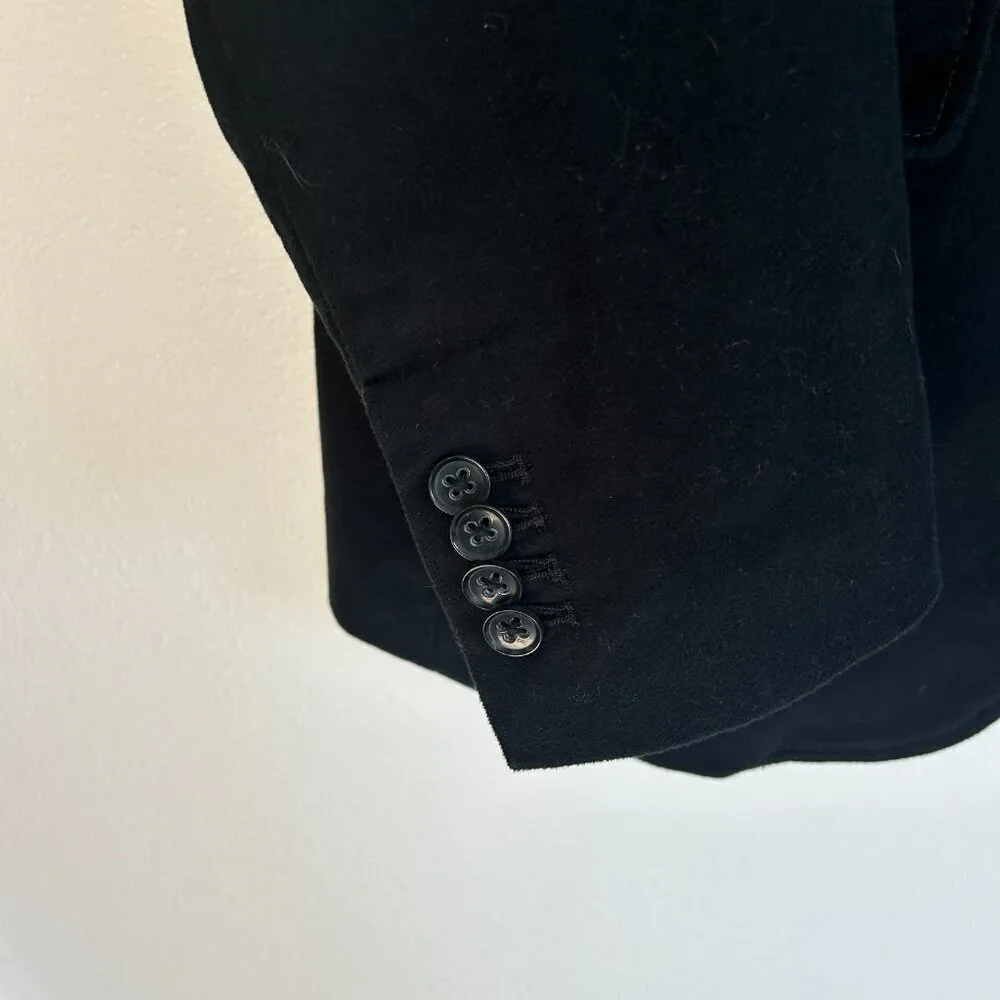 Banana Republic Jacket Black Military Overcoat 3 Button Closure Cotton